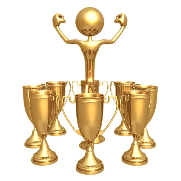 Multiple Trophy Winner Thumbs Up — Stock Photo, Image