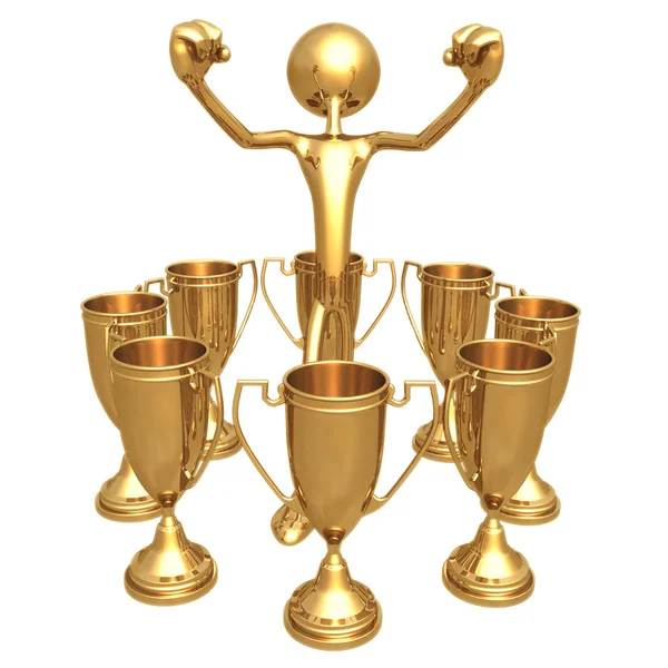 Multiple Trophy Winner Thumbs Up — Stock Photo, Image