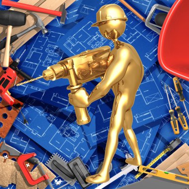 3D inşaat ev geliştirme kavramı ile nailgun