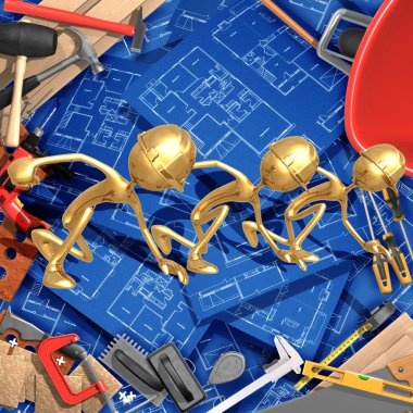 bir yarışta firmaları ile 3D inşaat ev geliştirme kavramı