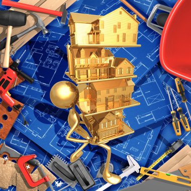 3D inşaat ev geliştirme realty kavramı ile