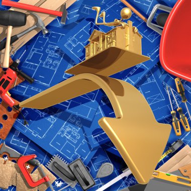 3D inşaat ev geliştirme realty kavramı