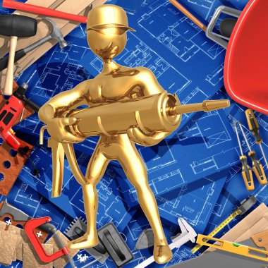 3D inşaat ev geliştirme kavramı ile doldurmayı silah