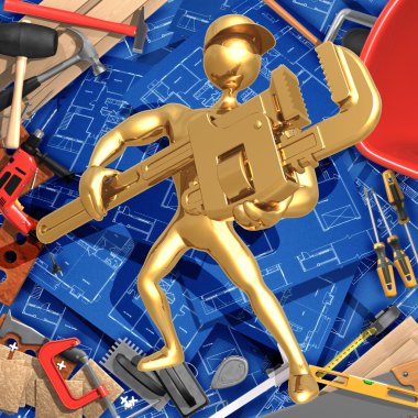 boru ile 3D inşaat ev geliştirme kavramı