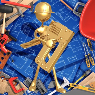 3D inşaat ev geliştirme kavramı ile nailgun