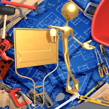 3D ev geliştirme inşaat gayrimenkul konsepti ile satışı işareti