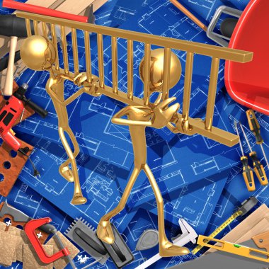 3D ev geliştirme inşaat konsept çalışması merdiven