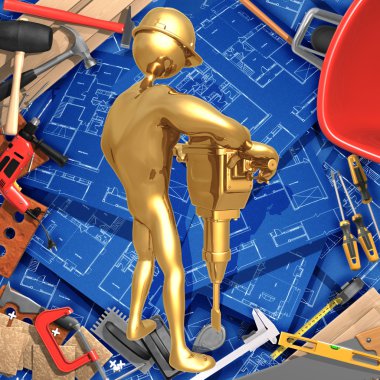 3D ev geliştirme inşaat kavramı Matkap Kırıcı