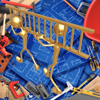 3D ev geliştirme inşaat konsept çalışması merdiven