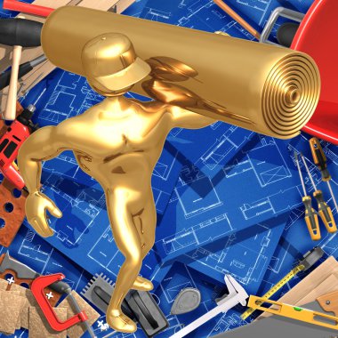 3D ev geliştirme inşaat kavramı halı