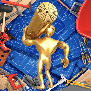 3D ev geliştirme inşaat kavramı halı