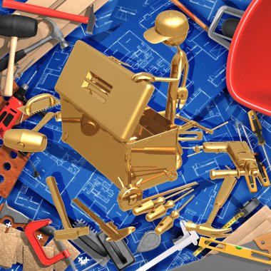 3d ev geliştirme inşaat konsept araç kutusunda doğru araç bulma