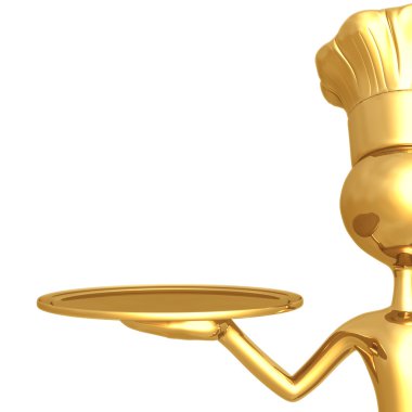 boş servis tepsisi ile Golden chef