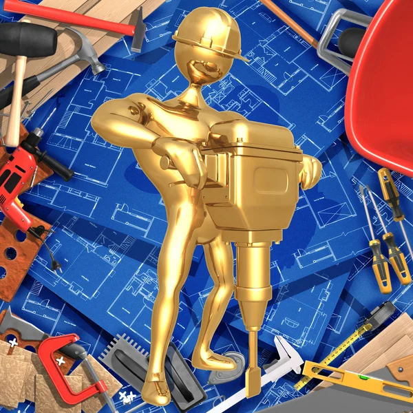 3D ev geliştirme inşaat kavramı Matkap Kırıcı