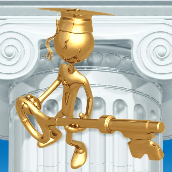 Golden grad trägt ein zentrales Graduierungskonzept — Stockfoto