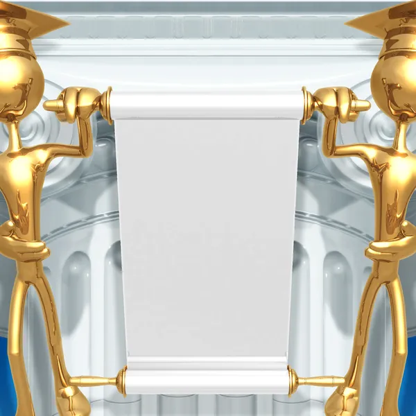 Gouden grad is een lege scroll afstuderen concept presenteren — Stockfoto