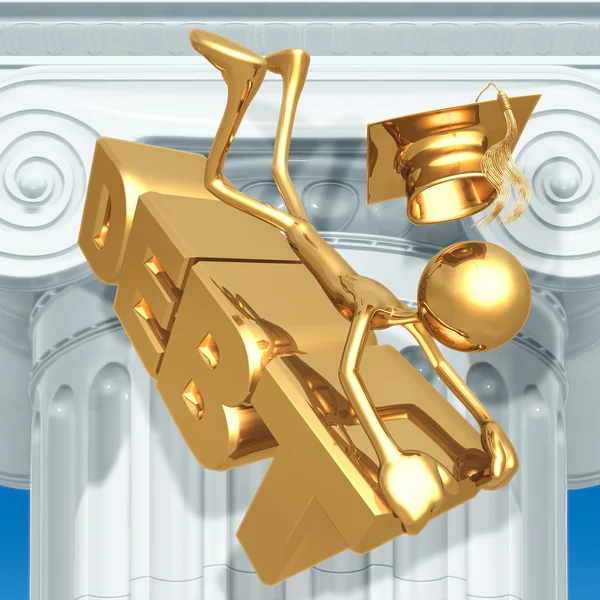 Golden Grad Education Debt Graduation Concept — Stock Photo, Image