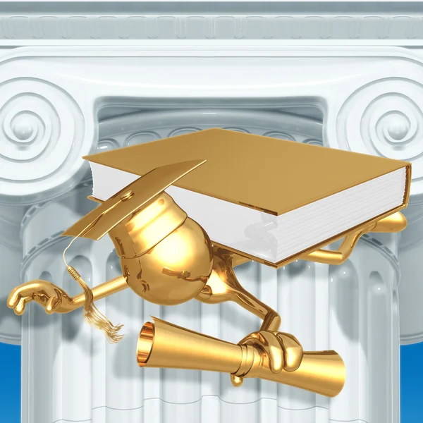 Goldgrad unter einem Buchgraduierungskonzept zerquetscht — Stockfoto