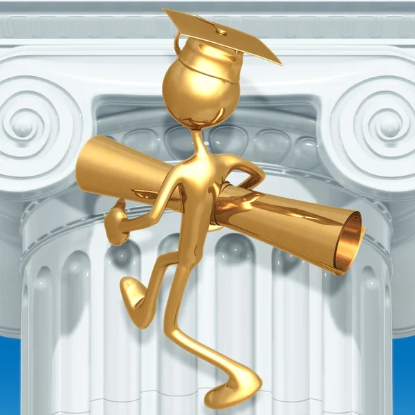 Golden Grad Holding Diploma Concetto di laurea — Foto Stock