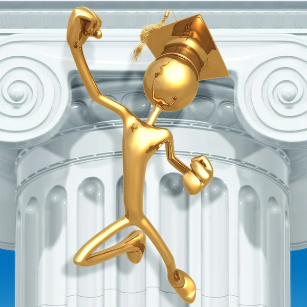 Inteligente Golden Grad Jumping para conceito de graduação de alegria — Fotografia de Stock
