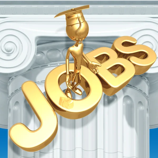 Golden Grad With Doubts On Job Market Graduation Concept — Stock Photo, Image