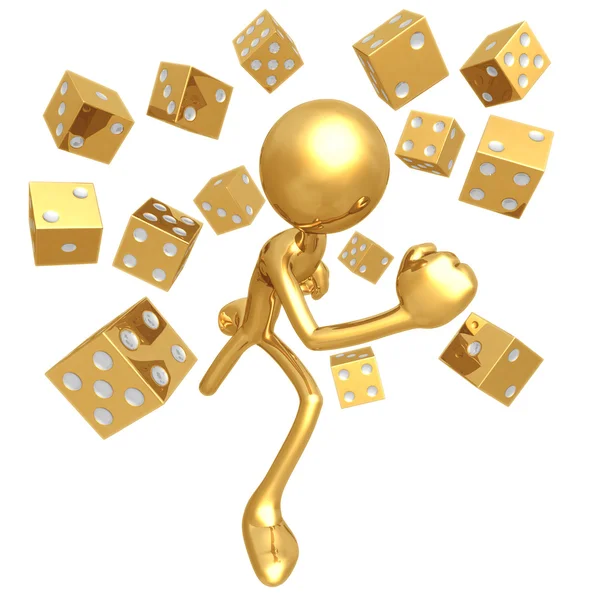 Running From Golden Dice — Stock Photo, Image