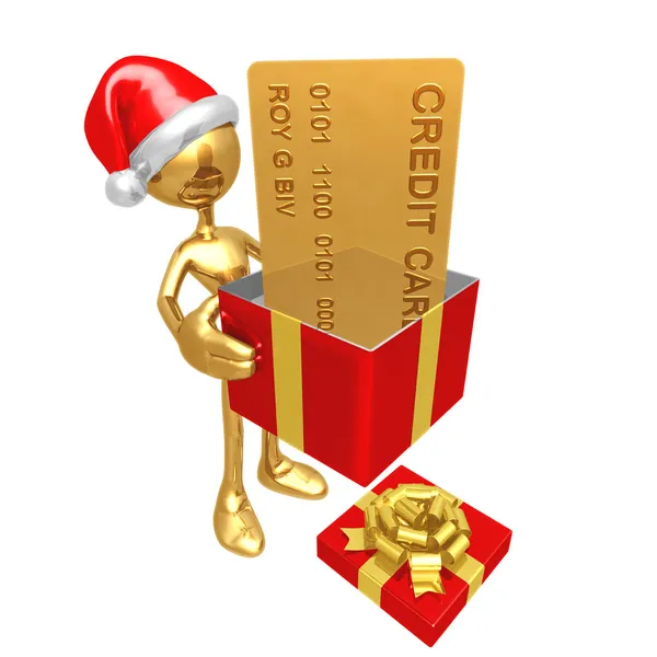 Presente de Natal cartão de crédito — Fotografia de Stock