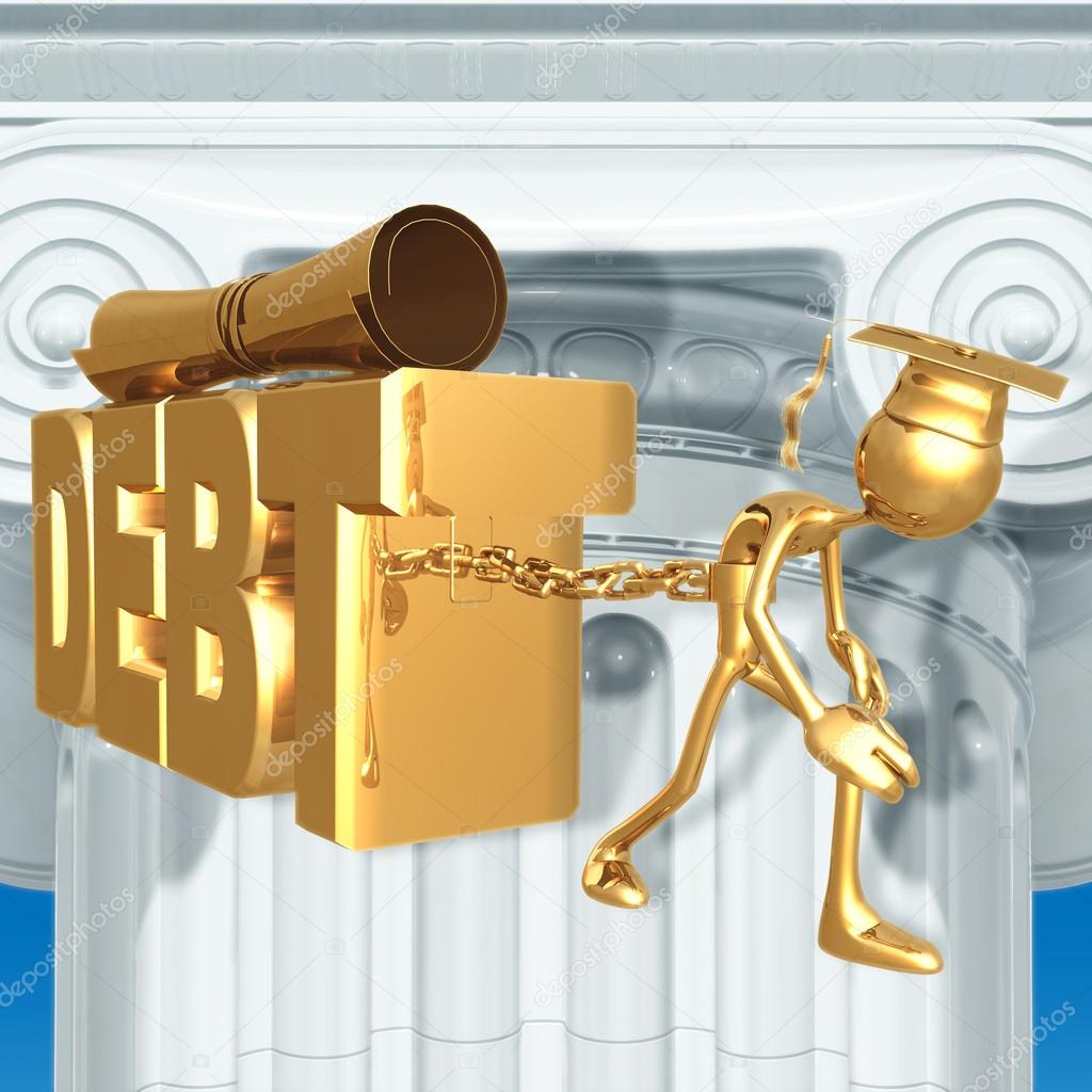 Golden Grad Education Debt Graduation Concept