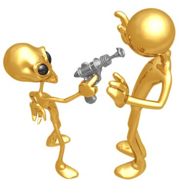 uzaylı istilacı retro raygun ile