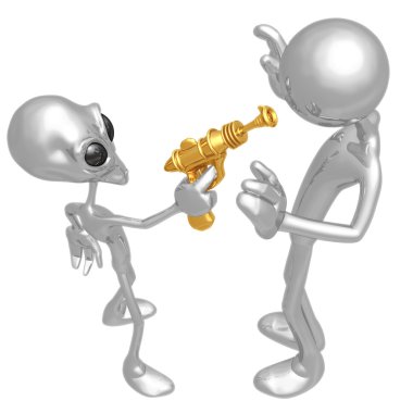 uzaylı istilacı retro raygun ile