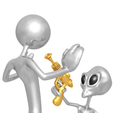 uzaylı istilacı retro raygun ile