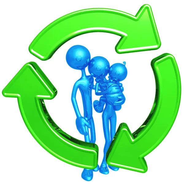 Family With Recycle Symbol — Stock Photo, Image