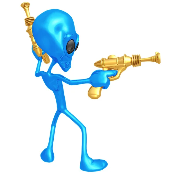 Alien Invader con Retro Rayguns — Foto Stock