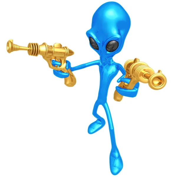 Alien Invader With Retro Rayguns — Stock Photo, Image