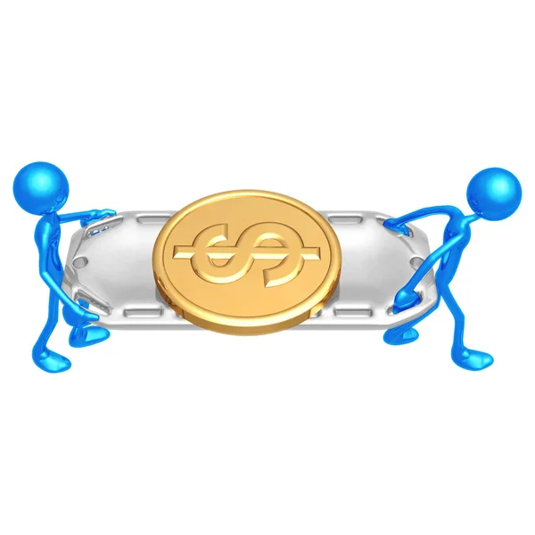 Gold Dollar Coin On Stretcher — Stock Photo, Image