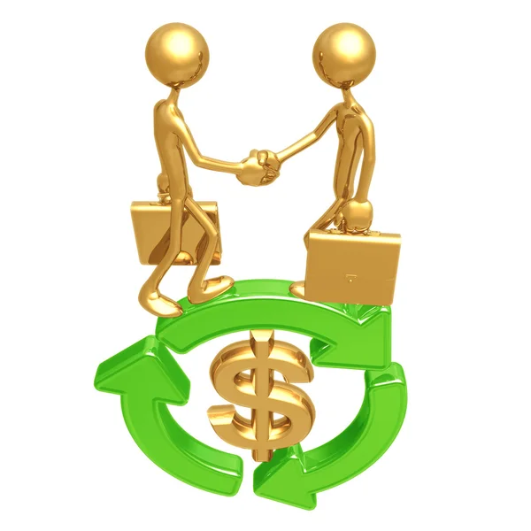 Green Business Handshake Dollar — Stockfoto