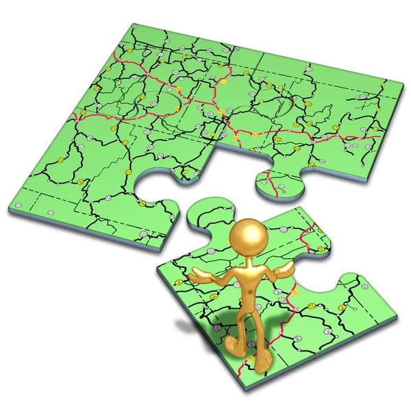 Routekaart concept puzzel — Stockfoto
