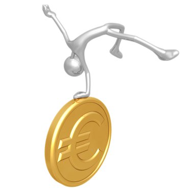 sevinç altın euro para için atlama
