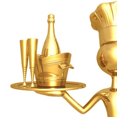 Golden chef hizmet şampanya