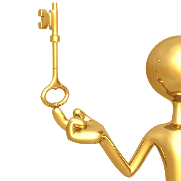 Holding gold key — Stock Photo, Image