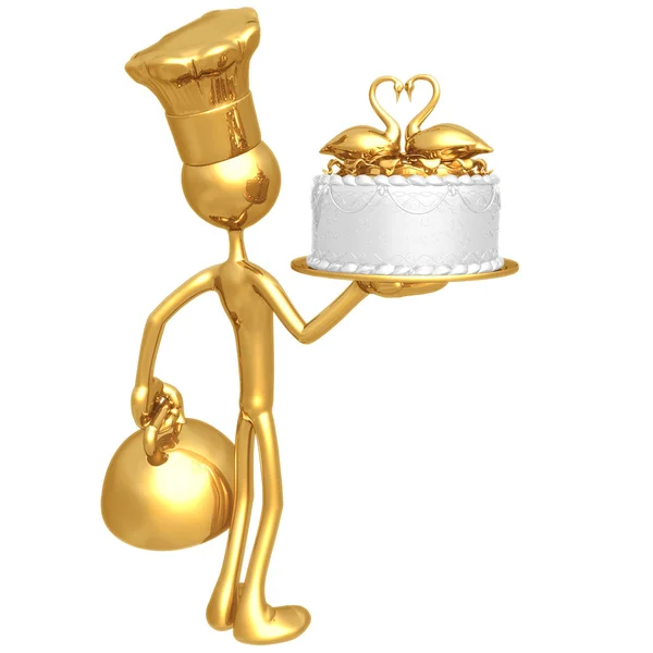 Goldkoch serviert Hochzeit — Stockfoto