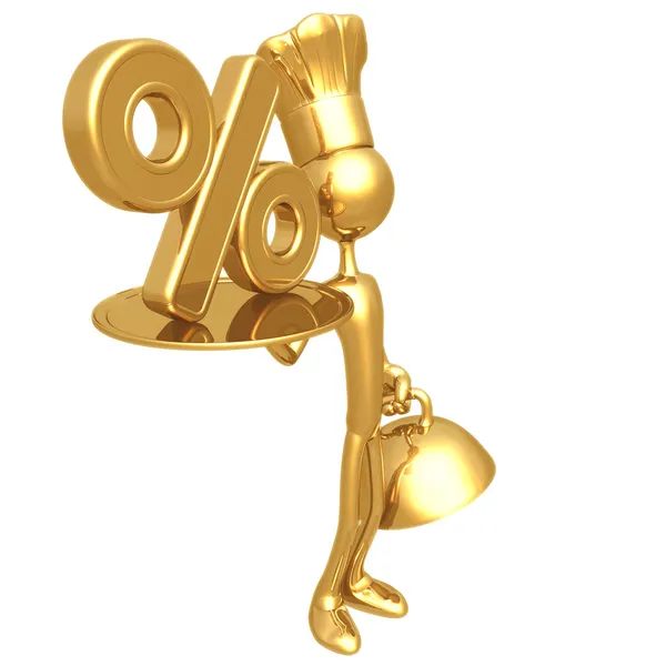 Golden Chef Serving Percentage — Stock Photo, Image