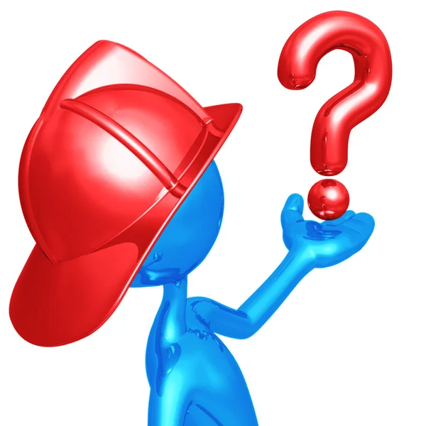 Fireman Holding A Question — Stock Photo, Image