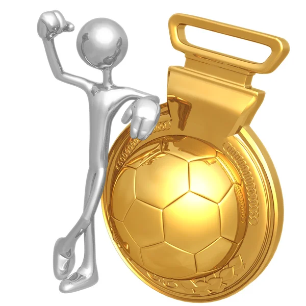 Золота медаль переможець футболу — стокове фото