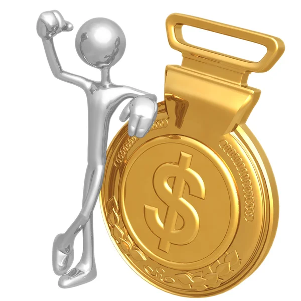 Zwycięzca Dolar złoty medal — Zdjęcie stockowe