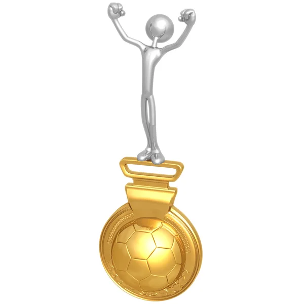Gold Medal Soccer Football Winner — Stock Photo, Image