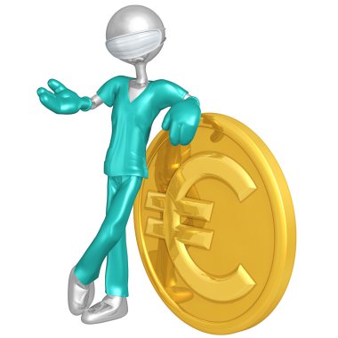3D doktor karakteri euro para ile