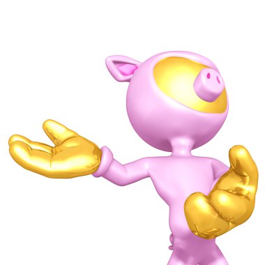 domuz kostümlü Mini altın adam