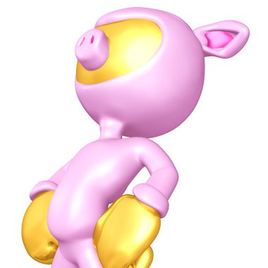 domuz kostümlü Mini altın adam