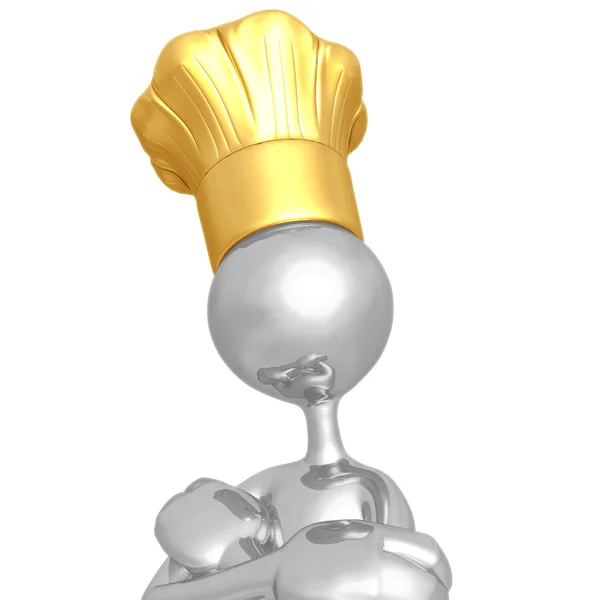 Chef-kok leunend — Stockfoto